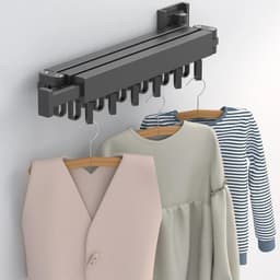Wanddroogrek Inklapbaar 6 Haken - Droogrek Muur Wandmontage Ophangbaar - Clothes Rack Uitschuifbaar + Montage Kit - Zwart — thumbnail 4