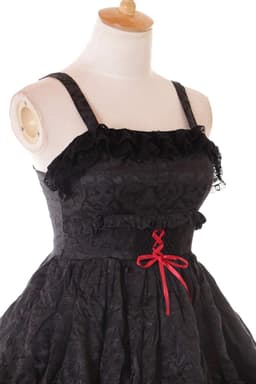JL-685 rood zwart ruches jurk chiffon Gothic Lolita kostuum cosplay (M-L) — thumbnail 2