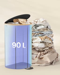Wasmand – 90 Liter – Met Deksel – Uitneembare Waszak – Ruime Wasmand – Voor Wasgoed en Kleding — thumbnail 5