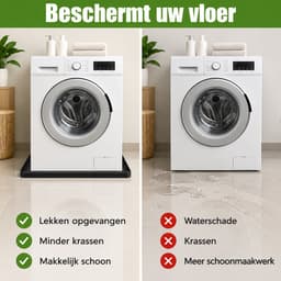 Bobypet-Wasmachine lekbak - Siliconen beschermmat - Waterdicht - Beschermt de vloer tegen lekkage - Voor wasmachine, droger, vaatwasser, koelkast en airco - 60 x 50 x 1,5 cm - Zwart — thumbnail 4
