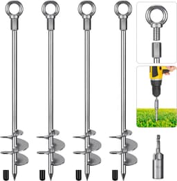 Grondankers - 76 cm - Set van 4 - Volledig gelast Staal met Verchroomde Coating - Voor Trampolines en Schuren — thumbnail 1