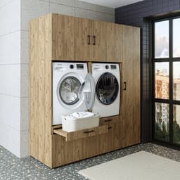 Roomart SERIE 2 Wasmachine Ombouwkast 179x205 cm - met Hoge Kast 45 - Eiken — thumbnail 1