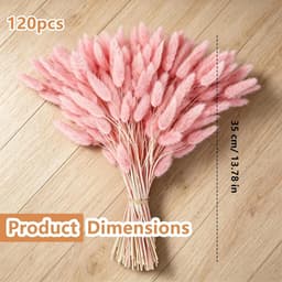 120 stuks gedroogd pampasgras, gedroogd pampasgras, decoratie, gedroogde konijnenbloemen, Boheemse decoratie, geschikt voor thuis, bruiloften, festivals, feesten — thumbnail 5