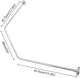 Uittrekbare Hoekdouchegordijnroede van RVS 45-75 cm — thumbnail 3