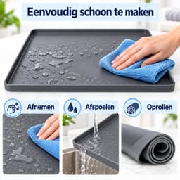 Bobypet - Wasmachine lekbak - Siliconen beschermmat - Waterdicht - Beschermt de vloer tegen lekkage - Voor wasmachine, droger, vaatwasser, koelkast en airco - 60 x 50 x 1,5 cm - Grijs — thumbnail 5