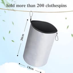 Kledingknijperzak - Met sluitkoord - Opslag voor tot 200 knijpers - Pennenzak voor knijpers - Binnen- en buitenopslag, grijs, 2 stuks — thumbnail 3