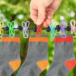 Camping Waslijn, Verstelbaar van 1,8 tot 3 Meter met 12 Klemmen, Inklapbare Reiswaslijn met Wasknijpers, voor Camping, Reizen, Buiten, Vakantie, Balkon — thumbnail 2