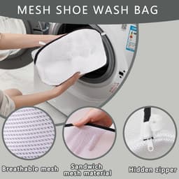 Waszak voor schoenen - 2 stuks, wasmachine zakken met rits, mesh wasnet voor delicate kleding en schoenen — thumbnail 5
