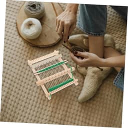 1set Houten Weefraam Weefmachine Handgemaakte Ambachtelijke Weeftool Voor Creatieve Projecten Draagbaar Eenvoudig Te Zetten Voor Unieke Creaties Voor Handwerken Weven Van Garens — thumbnail 4
