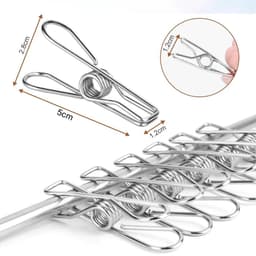 Wasknijpers van roestvrij staal, Geschikt voor handdoeken, kleding, sokken, enz. - zilver, verpakking van 20 stuks — thumbnail 1