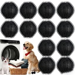 Set van 12 wasballen voor het verwijderen van dierenharen - Wasballen voor de was - Herbruikbare wasballen voor huisdiervriendelijke gezinnen - 32 mm reinigingsballen van puur nylon — thumbnail 1