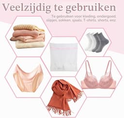 Set van 2 Wasnetten voor Wasmachine - Wit - 60 x 60 cm - Premium Polyester met Verborgen Ritssluiting - Voor Gevoelige Kleding — thumbnail 5