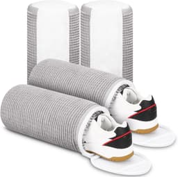 Set van 2 schoenwaszakken, geschikt voor wasmachine en droger, herbruikbare waszakken van mesh met ritssluiting, zachte voering van vezels, met vakjes voor binnenzool en veters (grijs). — thumbnail 1
