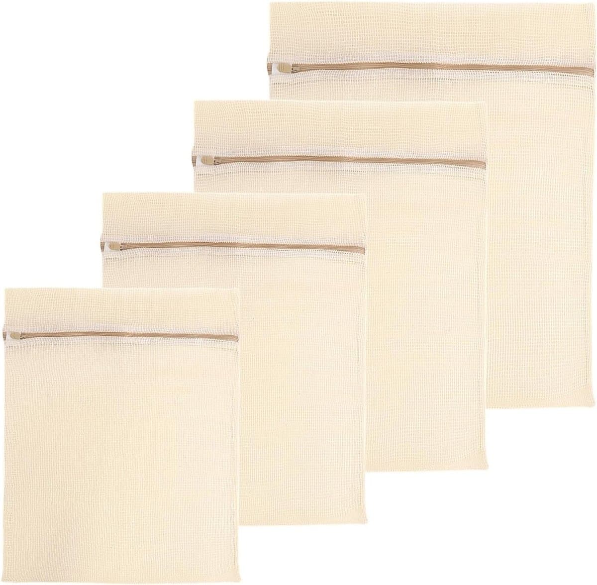 Premium Katoenen Wasnetten Set van 4, Ideaal voor Ondergoed, Bh's en Delicate Was, Met Ritssluiting voor de Wasmachine en Reisgebruik — afbeelding 1