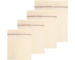Premium Katoenen Wasnetten Set van 4, Ideaal voor Ondergoed, Bh's en Delicate Was, Met Ritssluiting voor de Wasmachine en Reisgebruik