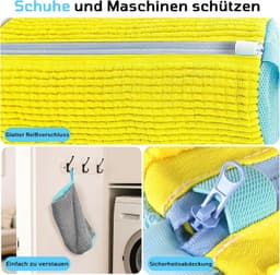 Herbruikbare Waszak voor Schoenen met Rits - Ideaal voor de Wasmachine, Bescherming en Organisatie van Schoenen (Geel Blauw) — thumbnail 2