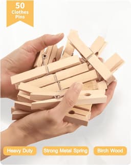 Houten Was Knijpers - Grote Klemmen - Kleding Ophangen - Robuuste Kwaliteit - 10cm 12 Stuks - Houtkleur — thumbnail 3