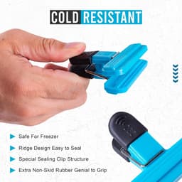 Bag Sealer Clips, 6 stuks voedselklemmen, grote en kleine maten, blauw, groen, rozerode kleuren, kunststof met roestvrij staal, robuuste luchtdichte afdichtingsgreep, geschikt voor thuis en — thumbnail 2