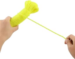 Nylon Touw Waslijn - Buitenlijn Kamperen - Kleding Drogen - Snijdbaar Lengte - 20 Meter - Fluorescerend Geel — thumbnail 5