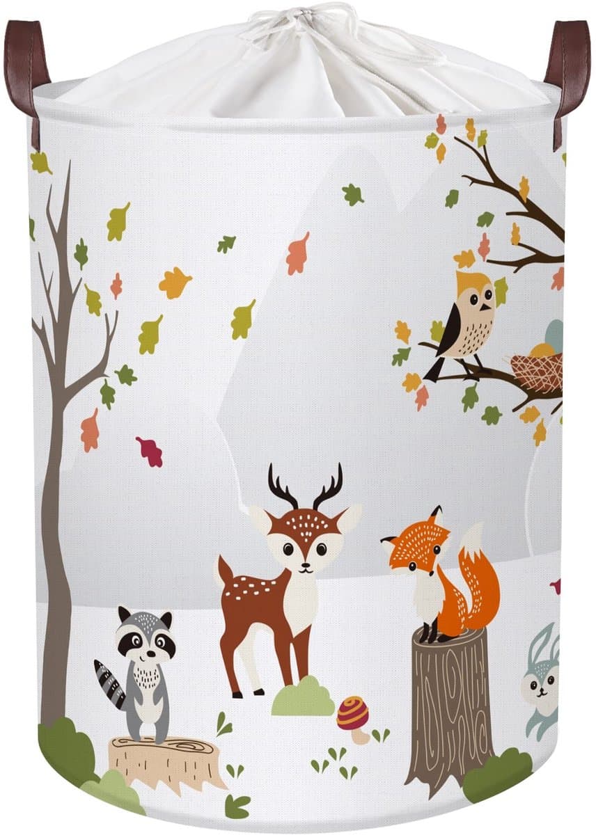 Elzusha - Opvouwbare Waszak 45L met Bosdieren Design - Waterdicht en met Handvatten — afbeelding 1