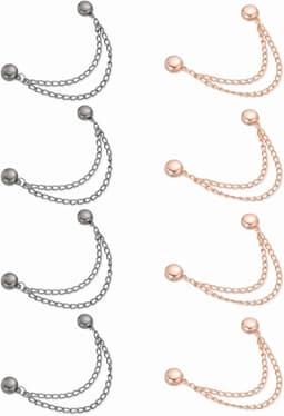 Wasknijpers, ronde klemmen met ketting, kledingklemmen, hijab-magneten, kleding, sjaals, benen, broeken, broches, zwart/roségoud — thumbnail 1