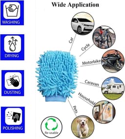 Car Wash Mitt, 4 Pcs, Dubbelzijdige Microfiber Wash Handschoenen, Microvezel Noodle Doeken voor Auto Reiniging & Huishouden Reiniging (Willekeurige Kleur) — thumbnail 2