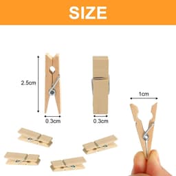 Houten Was Knijpers - Kleine Houten Knijpers - Foto's Ophangen - Natuurlijk Hout - 100 stuks - Houtkleur — thumbnail 2