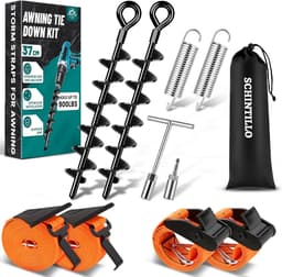 SnelShoppen - Stormbanden voor Luifels, Verbeterde 37 cm Grondankers, Stormbescherming voor Campers en Caravans, Compleet Set, Eenvoudige Installatie — thumbnail 1
