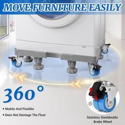 Wasmachine Verhoger op Wielen – Verstelbaar 45-68 cm – Max. 400 kg – Anti-Trilling – Verplaatsbare Onderwagen — thumbnail 5