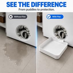 Afvoerbak voor Wasmachines - Lekbak voor Wasmachines - Wasmachine Opvangbak - Eenvoudige Installatie - Voor Wasmachine en Vaatwasser - Voor Kelders, Appartementen, Stacaravans, Garages en Huurwoningen - Wit — thumbnail 4