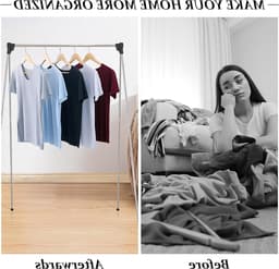 Vouwbare en Uittrekbare Kledingstandaard voor Thuis en Camping - Lichtgewicht, Stabiele Droogrek voor Kleding en Wasgoed — thumbnail 3