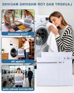 Set van 4 Wasnetten met Rits voor de Wasmachine, Fijnmazig en Duurzaam, Herbruikbare Waszak voor Ondergoed, Sokken en Delicate Kleding (2L + 2M) — thumbnail 5