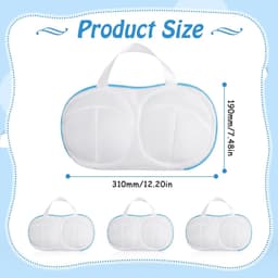 Dailygoods- Wasnet Set van 3 - Bescherming voor Beha's - Fijnmazig Netmateriaal - Lichtblauw - 20 x 34,5 cm - Voor Gevoelige Kledingstukken - Waszak — thumbnail 4
