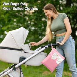 SnelShoppen - Wet Bags 40 x 30 cm, Waterdichte Natzakken waszak set van 2 grijs-groen en 2 roze, Herbruikbare Reiszakken voor natte kleding, Zwembad, — thumbnail 4
