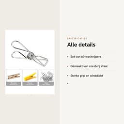 Wasknijpers 60 Stuks - Roestvrij Staal - Duurzaam - Antislip - Winddicht - Voor Binnen/Buiten - Compact en Draagbaar - Waslijnclips — thumbnail 4