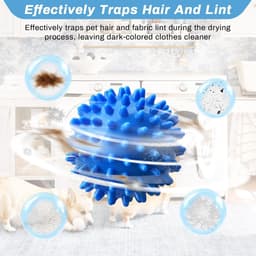 8 stuks - Reinigingsballen voor de was - Wasballen voor de wasmachine - Droogballen - Antiklit- en vlekverwijderingsballen - Blauw - 6,5 cm - Herbruikbaar - Voor pluizige kleding - Geschikt voor wasmachines en drogers — thumbnail 3