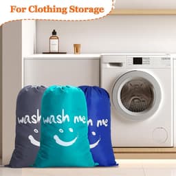 Set van 3 Waszakken, 120 L, Lichtgewicht Nylon Reiszak met Trekkoord, Ideaal voor Kamperen, Reizen en Thuisgebruik, Donkergrijs + Blauw + Donkerblauw — thumbnail 5