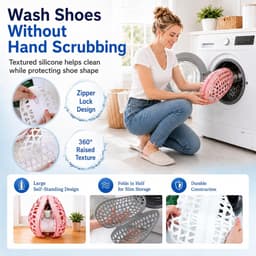 KZQ 2-delige wasmachine schoenenzak - Beschermt sneakers tijdens het wassen - Opvouwbaar en herbruikbaar - Geschikt voor alle wasmachines - Wit — thumbnail 4