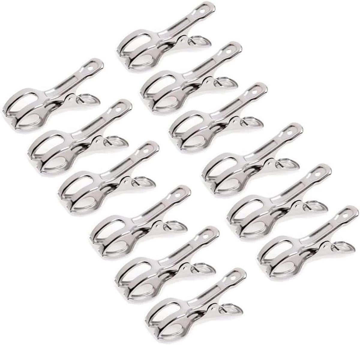12 stuks strandhanddoekclips, roestvrijstalen haringen winddichte clips, windbestendig voor zware kleding en wassen, 8,5 cm — afbeelding 1