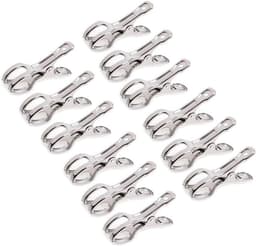 12 stuks strandhanddoekclips, roestvrijstalen haringen winddichte clips, windbestendig voor zware kleding en wassen, 8,5 cm — thumbnail 1