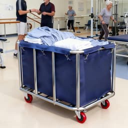 roestvrijstalen wasmand met wielen, waterdicht, roestvrij, afneembaar, grote wasmanden voor thuis, hotel, bijkeuken, 90 x 65 x 81 cm — thumbnail 5
