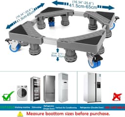 Wasmachine Onderstel - Apparaten Verhoger - Apparaten Verplaatsen - Verstelbare Maat - 41-65cm Breed - Grijs — thumbnail 3