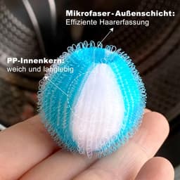 SnelShoppen - Dierenhaarverwijderaar 12 Stuks, Herbruikbare Pluisballen voor Wasmachine, Effectieve Haarverwijdering, Blauw-Wit, Ideaal voor Kleding e — thumbnail 4