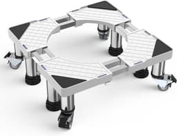 Onderstel voor wasmachine met 4 wielen + 4 poten, berenbelasting 300 kg | Voetstuk voor wasmachine, droger, koelkast, verstelbare breedte 48-65 cm, hoogte 14-17 cm, antislip, schokabsorberend — thumbnail 1