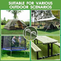 SnelShoppen - Fondlife Grondankers 30 cm - Verzinkt Staal Grondpalen voor Trampoline, Tuinpalen, Campingtent - U-vorm, 10 Stuks, Zilver — thumbnail 3