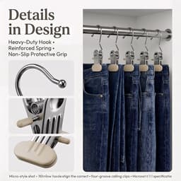 Wasknijpers roestvrij staal, antislip kleerhangerclips, broekhanger met klemmen, ruimtebesparend, hangers voor laarzen, klemhaken, metaal, washaken voor sokken, leggings, organizer — thumbnail 5