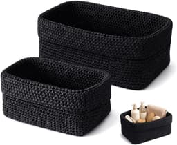 Set van 2 opbergmanden voor badkamer, haakmand, decoratieve opbergmand, kleine opbergmanden, kleine opbergmanden voor slaapkamer, keuken, kast, speelgoed, make-up — thumbnail 1