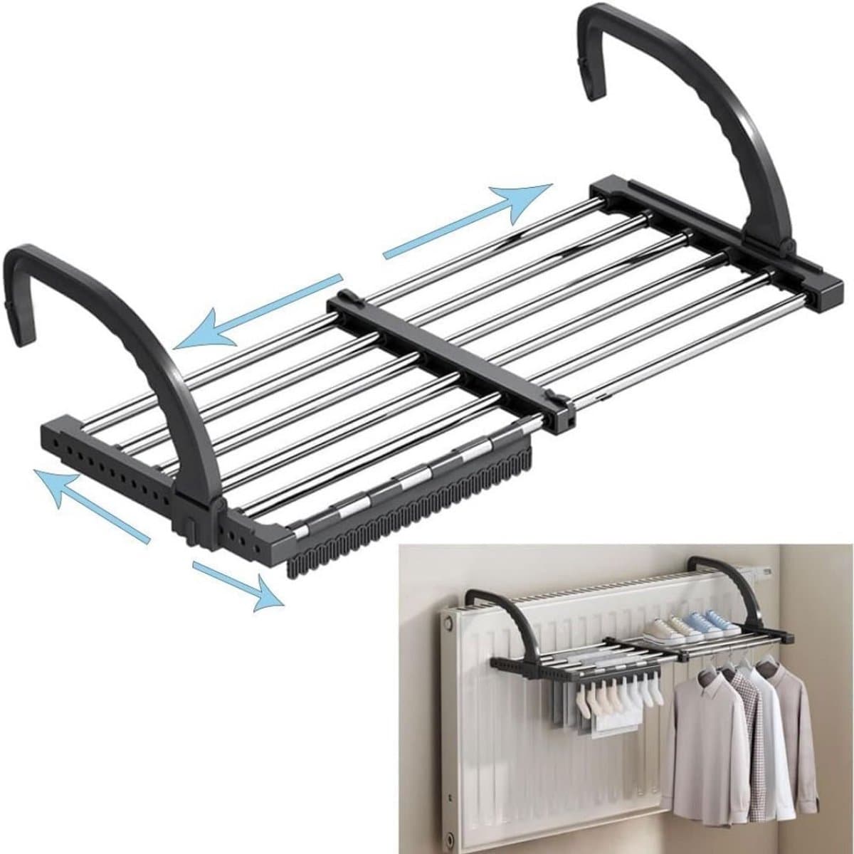 Zolvano® Wasrek Hangend Trapgat - Voor Radiator - Droogrek Ophangbaar-65D x 35B x 5H — afbeelding 1