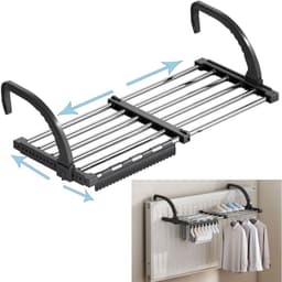 Zolvano® Wasrek Hangend Trapgat - Voor Radiator - Droogrek Ophangbaar-65D x 35B x 5H — thumbnail 1