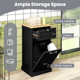 SureDeal® - Wasmand - Kledingkast - Kantelbaar - Lade Opbergkast - Uitneembaar - Badkamer Slaapkamer Bijkeuken - 40x37x82 cm - Donkerbruin — thumbnail 5